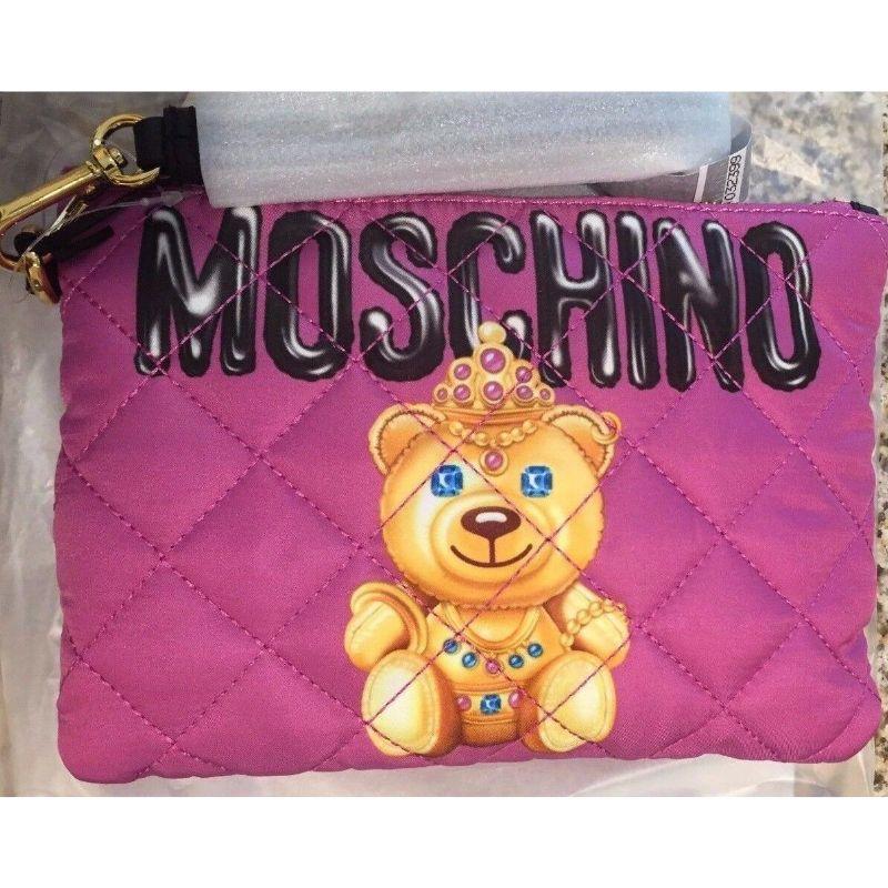 Mini pochette rose matelassée Moschino Couture Jeremy Scott Teddy Bear Princess SS17 Pour femmes en vente
