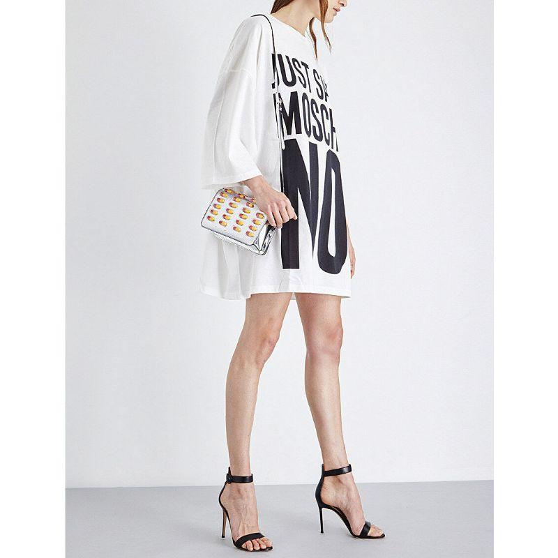 Beige SS17 Moschino Couture x Jeremy Scott #justsaymoschi-no Jersey Tshirt Dress For Sale
