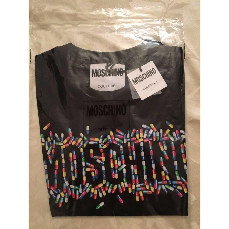SS17 Moschino Couture x Jeremy Scott JustSayMoschino Pills Logo T-shirt For Sale 1