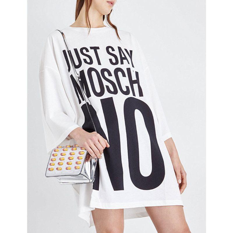 SS17 Moschino Couture x Jeremy Scott JustSayMoschino Short Jersey Dress XS For Sale 5