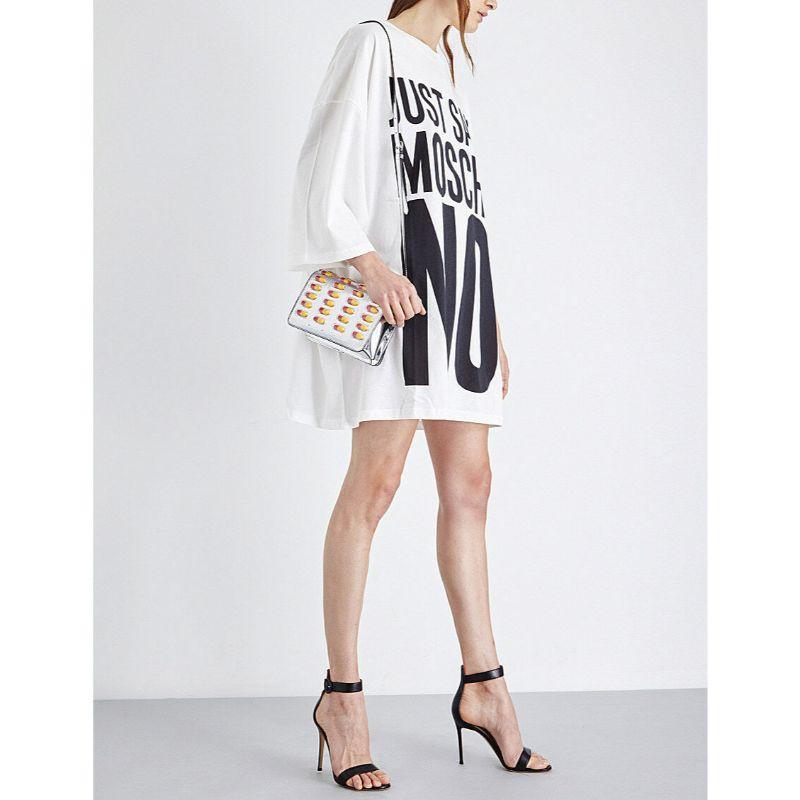 SS17 Moschino Couture x Jeremy Scott JustSayMoschino Short Jersey Dress XS For Sale 6