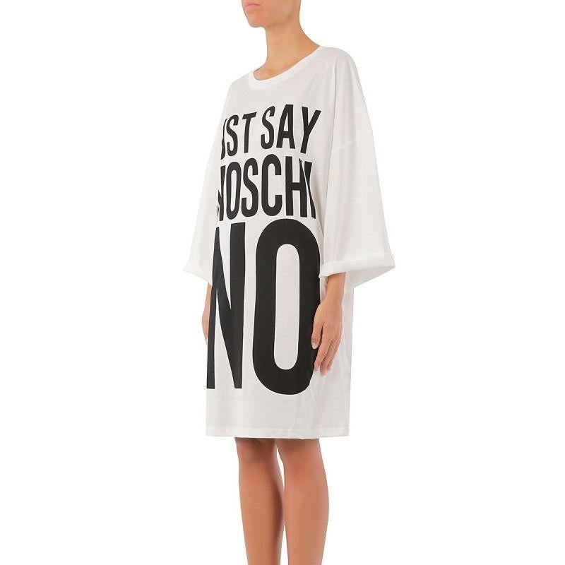 SS17 Moschino Couture x Jeremy Scott JustSayMoschino Short Jersey Dress XS

Additional Information:
Material: 100% Cotton
Color: White/Black
Pattern: Just Say MoschiNO
Style: Jersey
Size: XS
100% Authentic!!!
Condition: Brand new with tags