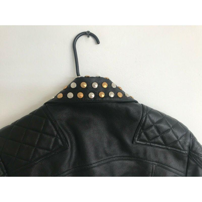 SS18 Moschino Couture Jeremy Scott Cropped Black Leather Biker Jacket W/studs 1
