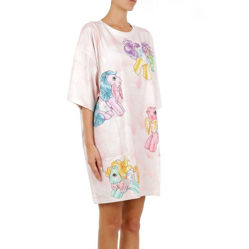 Beige SS18 Moschino Couture Jeremy Scott Light Pink My Little Pony T-shirt Dress For Sale