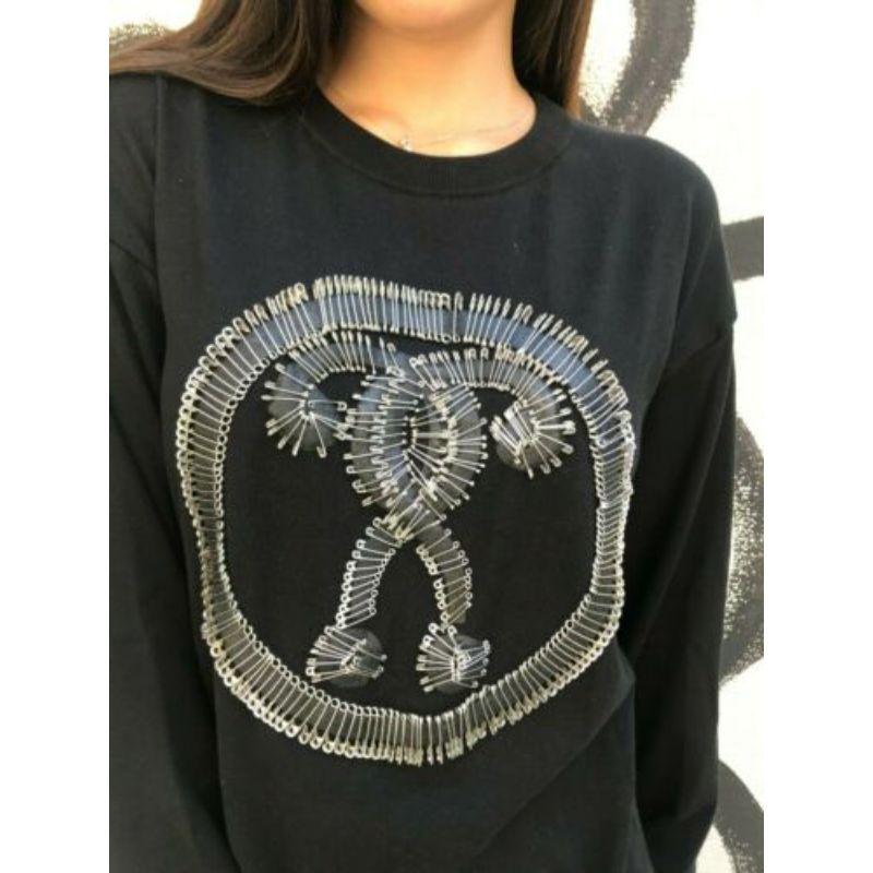 SS18 Moschino Couture Jeremy Scott Logo Made of Safety Pins Black Cotton Sweater For Sale 2