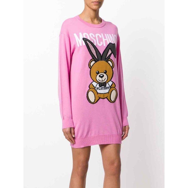 playboy pink hoodie dress Playboy Women's Repeat Print Hoodie Dress