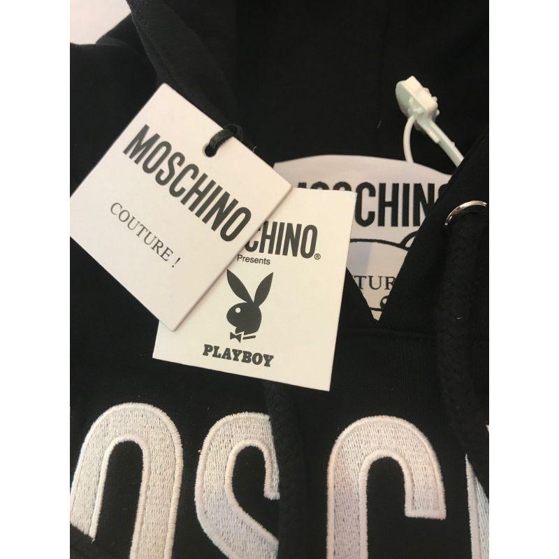 Sweat-shirt noir à capuche Playboy Moschino Couture x Jeremy Scott Teddy Bear SS18 en vente 6