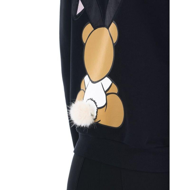 Sweat-shirt noir à capuche Playboy Moschino Couture x Jeremy Scott Teddy Bear SS18 en vente 2