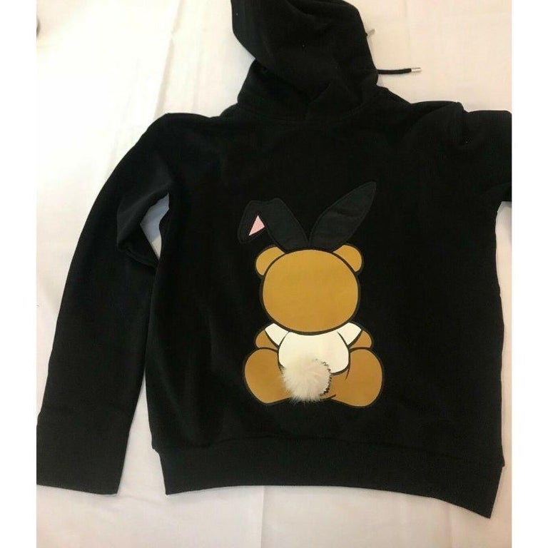 SS18 Moschino Couture x Jeremy Scott Teddy Bear Playboy Black Sweatshirt  Hoodie For Sale at 1stDibs