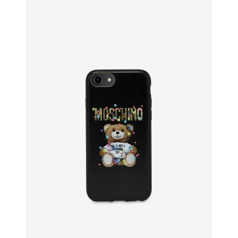 Black SS19 Moschino Couture Jeremy Scott Holday Christmas Teddy Bear Case for Iphone 8 For Sale