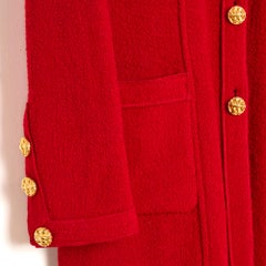 SS1993 Chanel Manteau Robe FR40 Red Wool Dress Coat US10