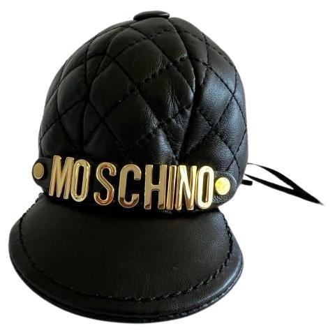 SS20 Moschino Couture Baseball Cap Shaped Logo Leather Keychain by Jeremy Scott For Sale