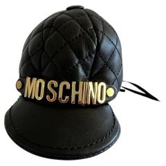 Used SS20 Moschino Couture Baseball Cap Shaped Logo Leather Keychain by Jeremy Scott