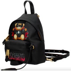 SS20 Moschino Couture Jeremy Scott Bat Teddy Bear Black Mini Backpack Halloween