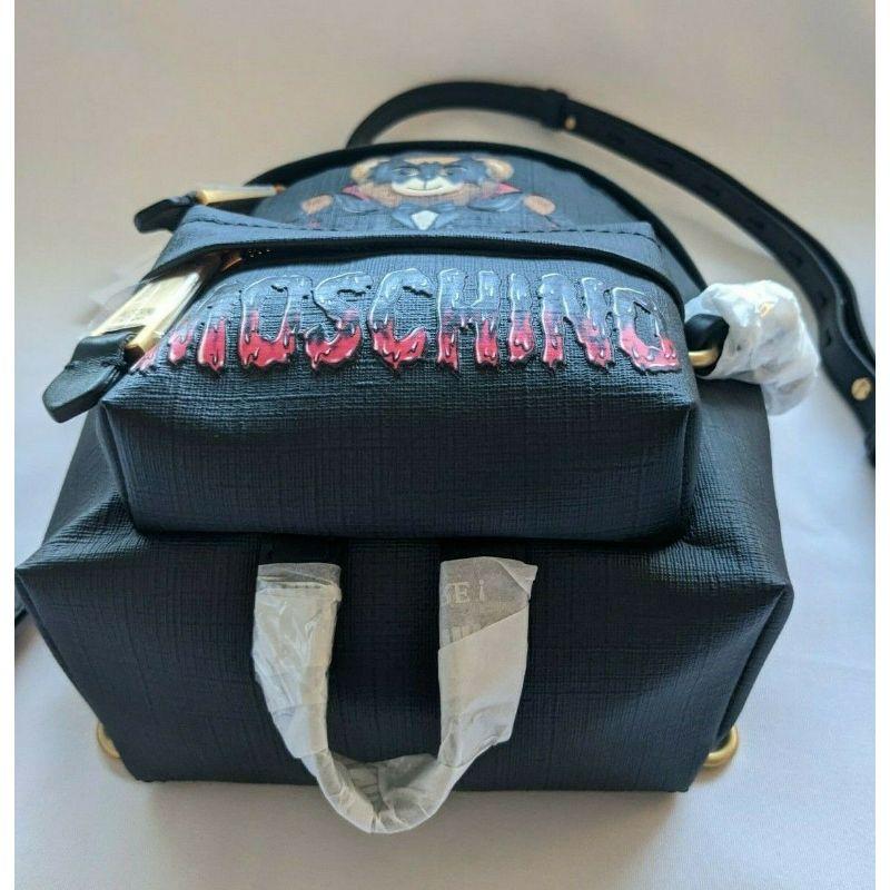 SS20 Moschino Couture Jeremy Scott Bat Teddy Bear Black Mini Backpack Halloween For Sale 2