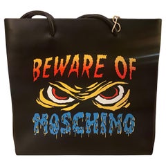 SS20 Moschino Couture Jeremy Scott BEWARE OF MOSCHINO LEATHER SHOPPER TRICKCHIC