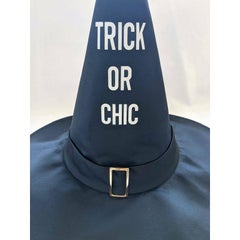 SS20 Moschino Couture Jeremy Scott Black Satin Witch Hat W/ White Trick or Chic