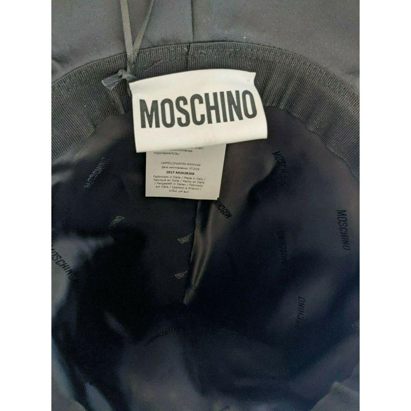SS20 Moschino Couture Jeremy Scott Black Satin Witch Hat W/ White Trick or Chic 1