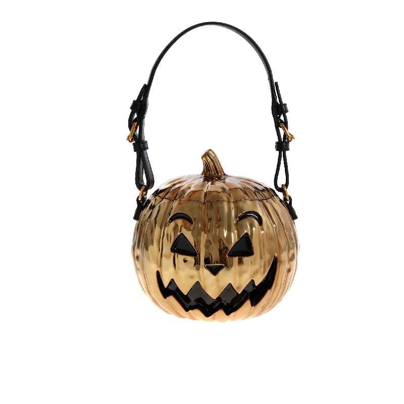 SS20 Moschino Couture Jeremy Scott Gold Pumpkin Laminated Bag Halloween Trick

Additional Information:
Material: ABS, Metal, Satin      
Color: Gold/Bronze
Pattern: Electroplating
Style: Handbag  
Character: Pumpkin
100% Authentic!!!
Condition: