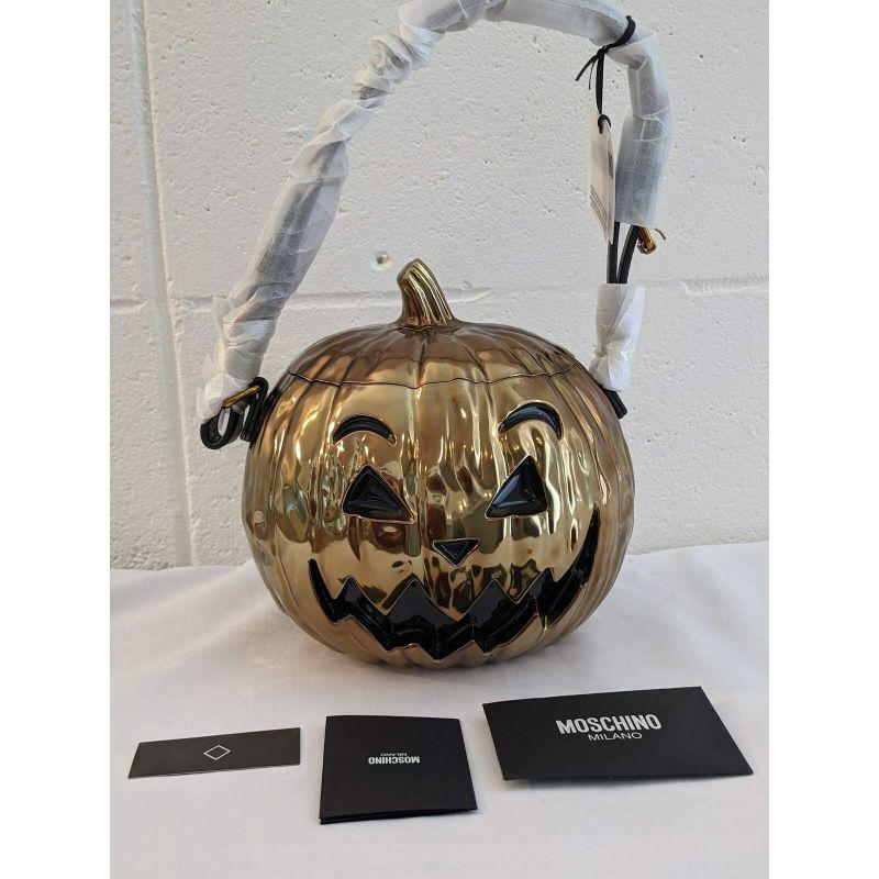 SS20 Moschino Couture Jeremy Scott Bronze Pumpkin Laminated Bag Halloween Trick For Sale 1