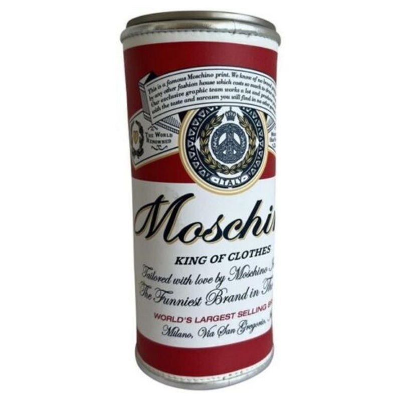 SS20 Moschino Couture Jeremy Scott Calfskin Clutch Budweiser Shaped Can Bag