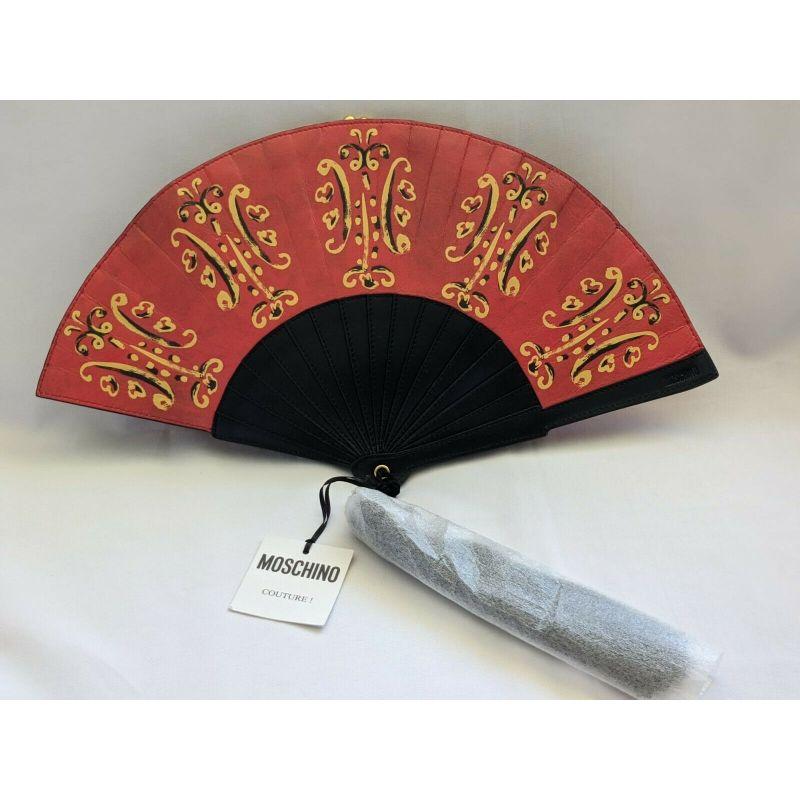 SS20 Moschino Couture Jeremy Scott Fan Leather Clutch Bag W/Silky Tassel & Gold 1