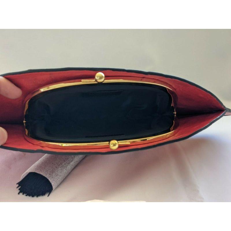 SS20 Moschino Couture Jeremy Scott Fan Leather Clutch Bag W/Silky Tassel & Gold 2