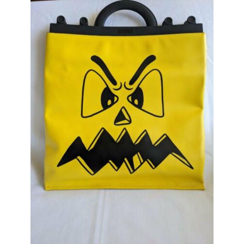 Women's SS20 Moschino Couture Jeremy Scott Ghost Pumpkin Face Yellow Leather Shopper Toc For Sale