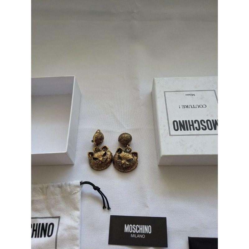 SS20 Moschino Couture Jeremy Scott Gold Cat Eye Clip On Earrings Trick or Chic For Sale 6