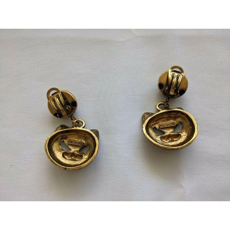 SS20 Moschino Couture Jeremy Scott Gold Cat Eye Clip On Earrings Trick or Chic For Sale 1