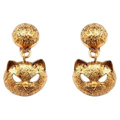 SS20 Moschino Couture Jeremy Scott Gold Cat Eye Clip On Earrings Trick or Chic