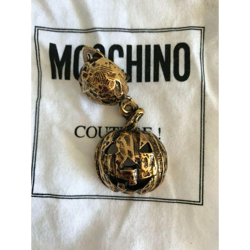 SS20 Moschino Couture Jeremy Scott Gold Electroplated Pumpkin Earrings Halloween For Sale 6