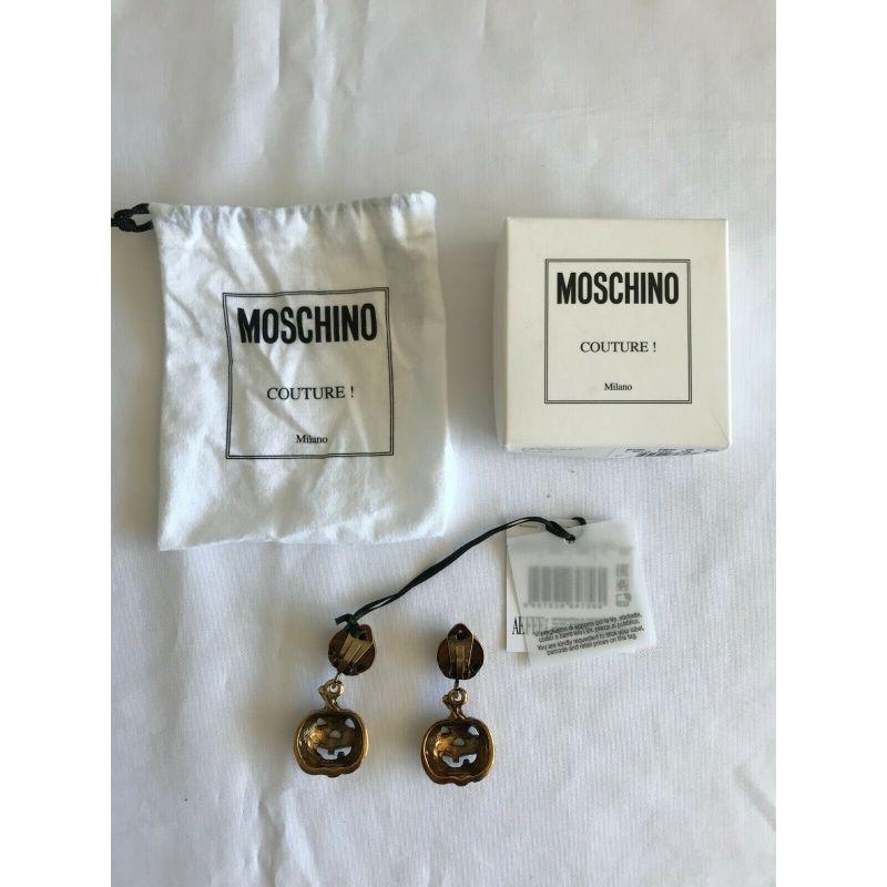 Women's SS20 Moschino Couture Jeremy Scott Gold Electroplated Pumpkin Earrings Halloween For Sale