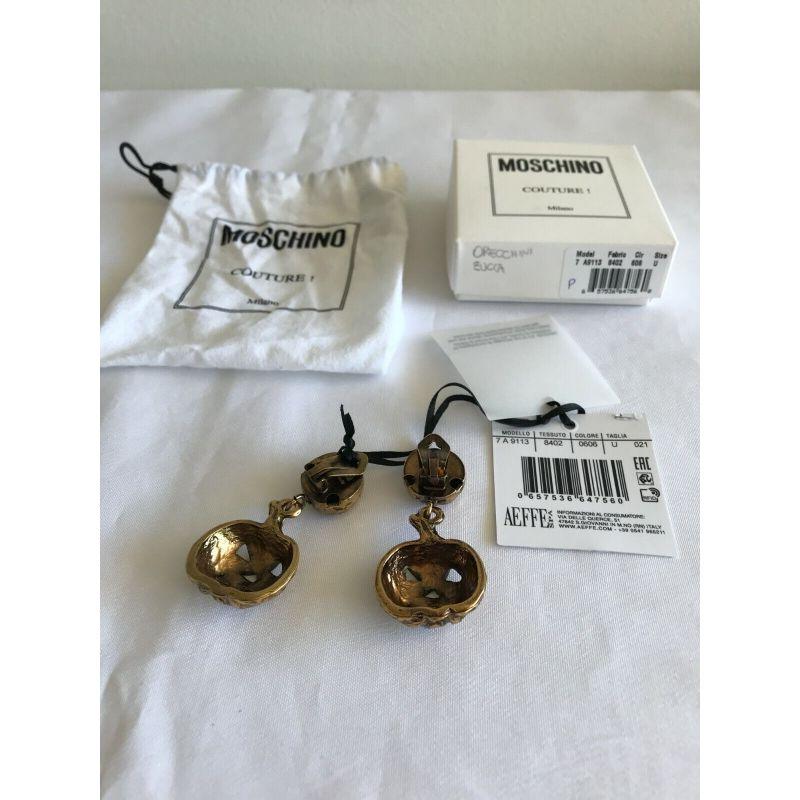 SS20 Moschino Couture Jeremy Scott Gold Electroplated Pumpkin Earrings Halloween For Sale 1