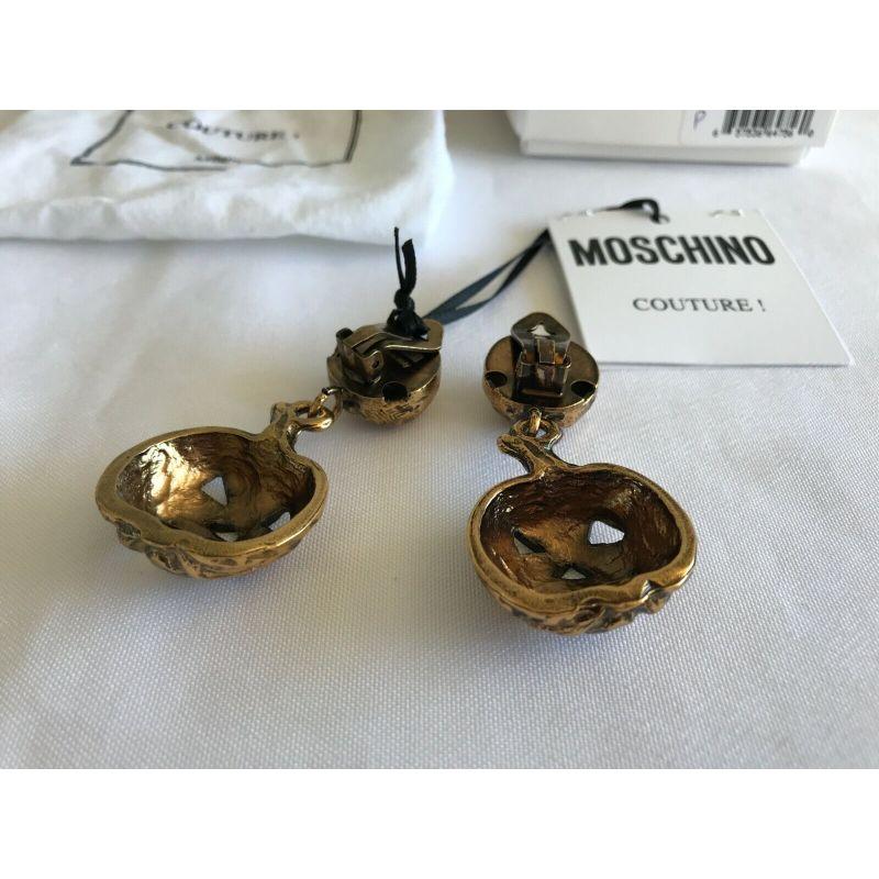 SS20 Moschino Couture Jeremy Scott Gold Electroplated Pumpkin Earrings Halloween For Sale 2