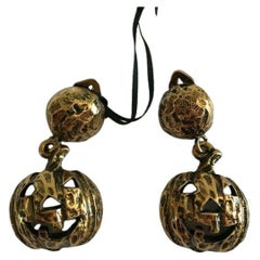 SS20 Moschino Couture Jeremy Scott Gold Electroplated Pumpkin Earrings Halloween