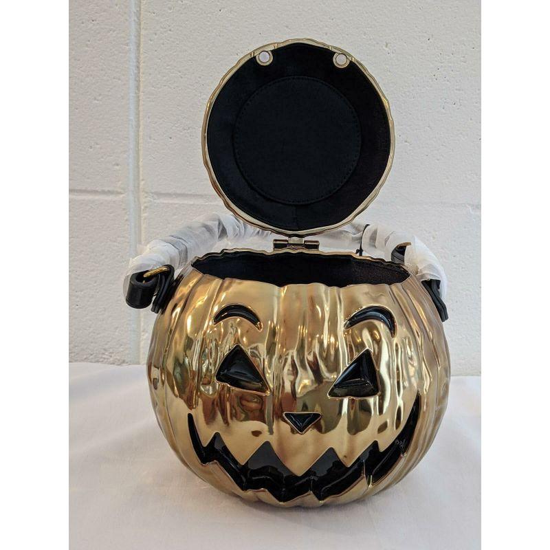 SS20 Moschino Couture Jeremy Scott Gold Pumpkin Laminated Bag Halloween Trick en vente 6
