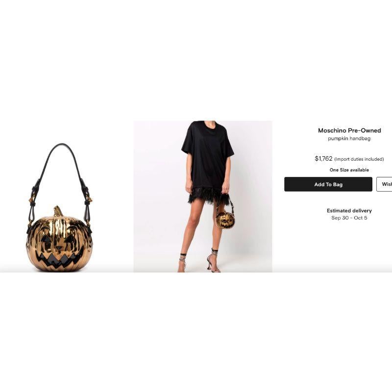 SS20 Moschino Couture Jeremy Scott Gold Pumpkin Laminated Bag Halloween Trick Neuf - En vente à Los Angeles, CA