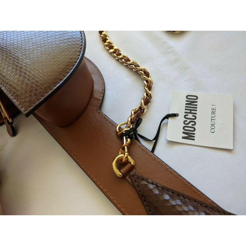 Beige SS20 Moschino Couture Jeremy Scott Guitar Snake Skin Leather Bag Picasso Style For Sale