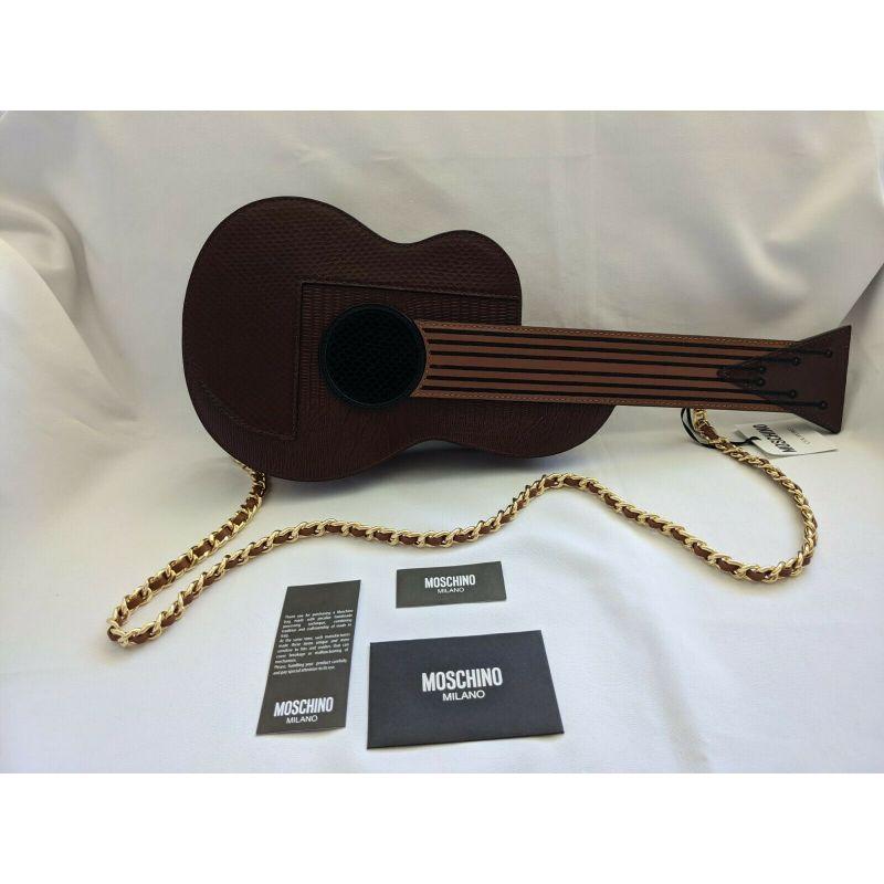 SS20 Moschino Couture Jeremy Scott Guitar Snakeskin Embossed Leather Shoulder 6