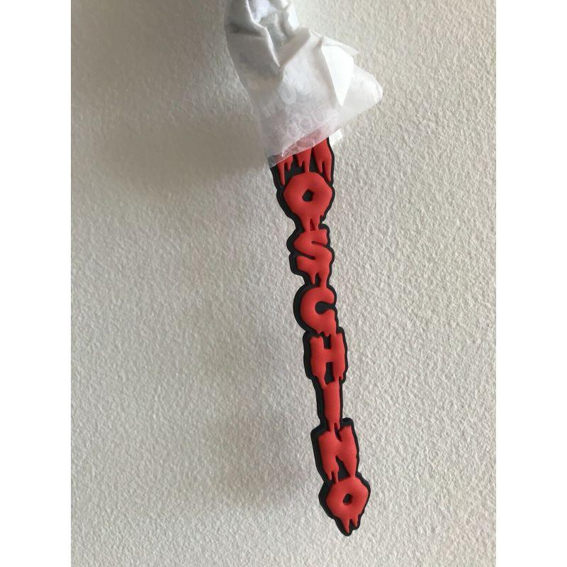 SS20 Moschino Couture Jeremy Scott Halloween Black Keychain Red Dripping Logo In New Condition For Sale In Palm Springs, CA