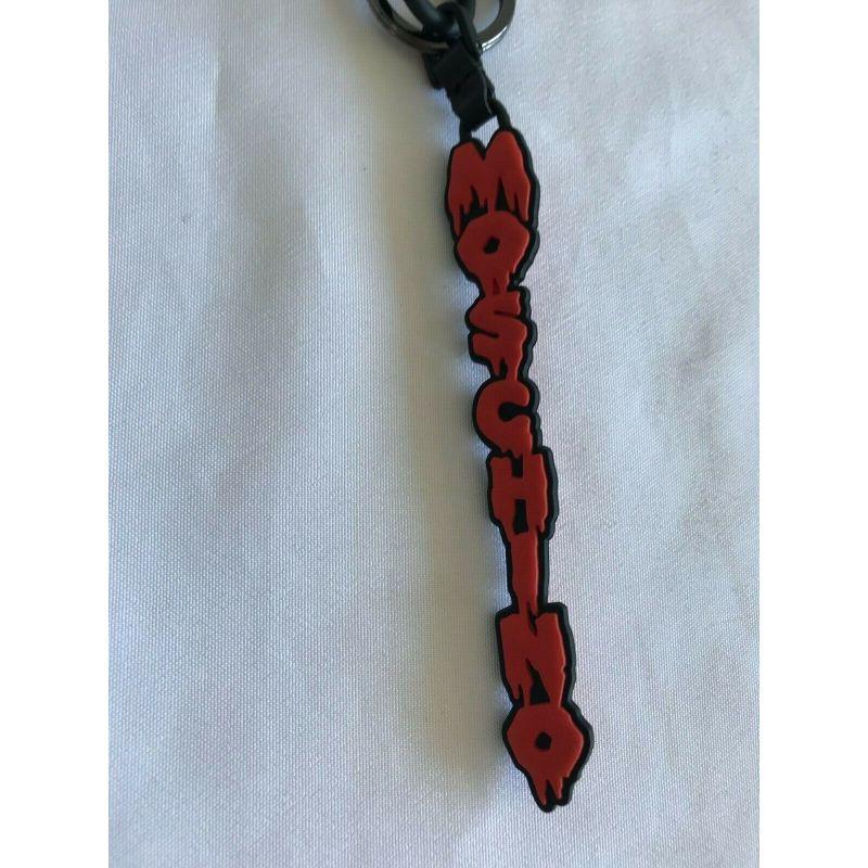 SS20 Moschino Couture Jeremy Scott Halloween Black Keychain Red Dripping Logo For Sale 5