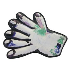 SS20 Moschino Couture Jeremy Scott Picasso Oversized Hand White Leather Clutch