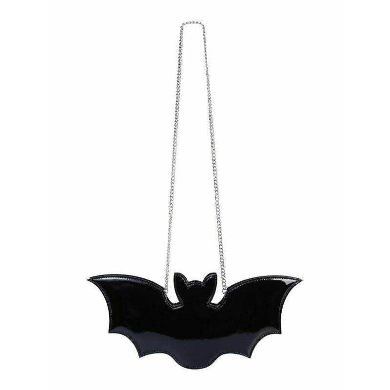 SS20 Moschino Couture Jeremy Scott Glänzend Schwarz Fledermaus Tasche Halloween Trick oder Chic im Angebot 1