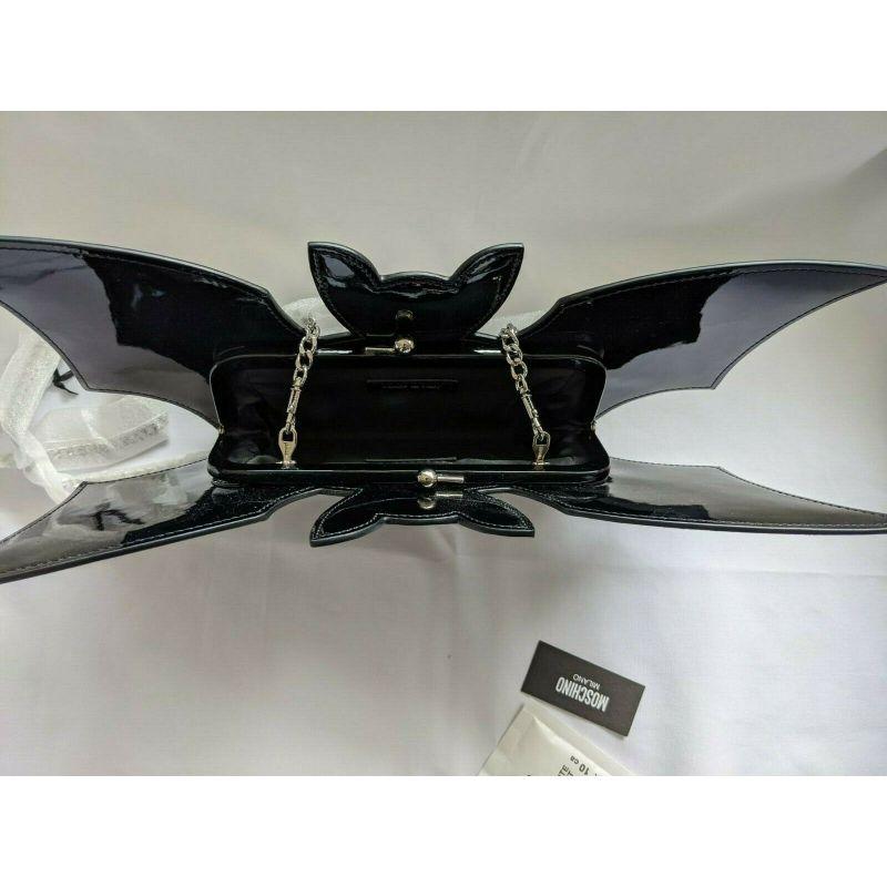 SS20 Moschino Couture Jeremy Scott Shiny Black Bat Bag Halloween Trick or Chic For Sale 5