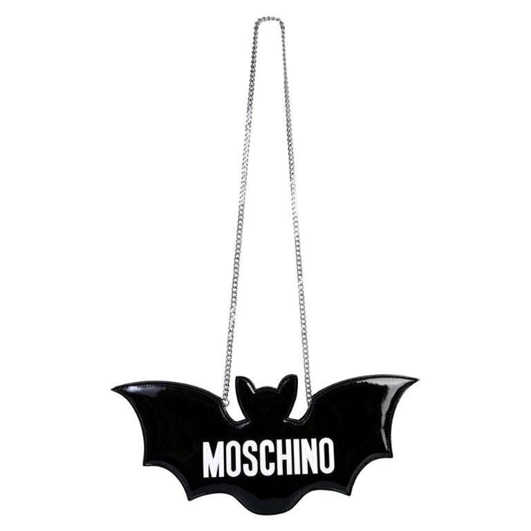 SS20 Moschino Couture Jeremy Scott Glänzend Schwarz Fledermaus Tasche Halloween Trick oder Chic