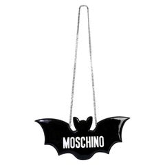 SS20 Moschino Couture Jeremy Scott Glänzend Schwarz Fledermaus Tasche Halloween Trick oder Chic