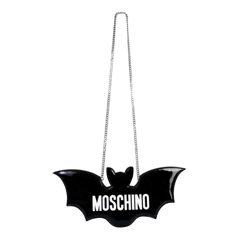 SS20 Moschino Couture Jeremy Scott Glänzend Schwarz Fledermaus Tasche Halloween Trick oder Chic im Angebot