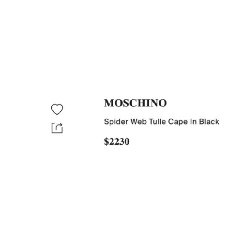 SS20 Moschino Couture Jeremy Scott Spider Web Tulle Black Hooded Cape Halloween 8