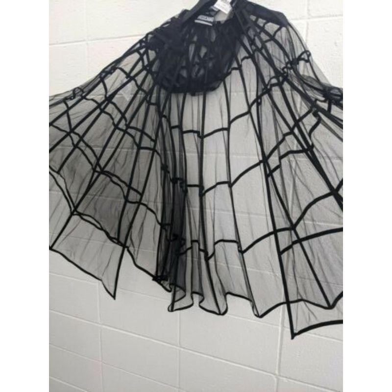 SS20 Moschino Couture Jeremy Scott Spider Web Tulle Black Hooded Cape Halloween 1